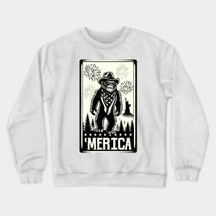 USA 'Merica Sasquatch Bigfoot 4th of July Fireworks Funny Patriotic Crewneck Sweatshirt